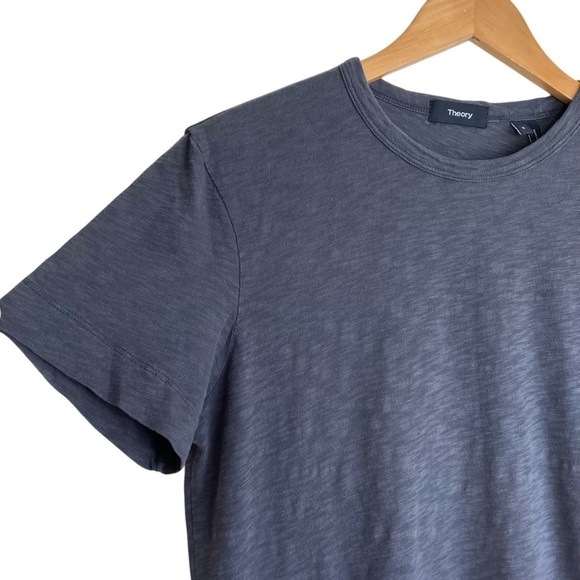 Theory Men's Gaskell Slub Cotton Dark Gray Short Sleeve T-shirt Slim Fit Sz S - Picture 4 of 13